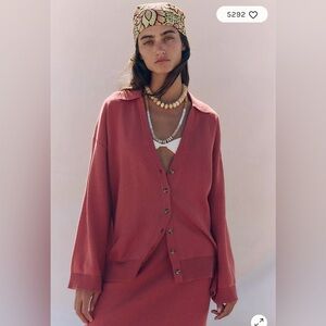 Free People Free-est Gwenna Cardigan Sweater in Rodeo Red Size S. NWT